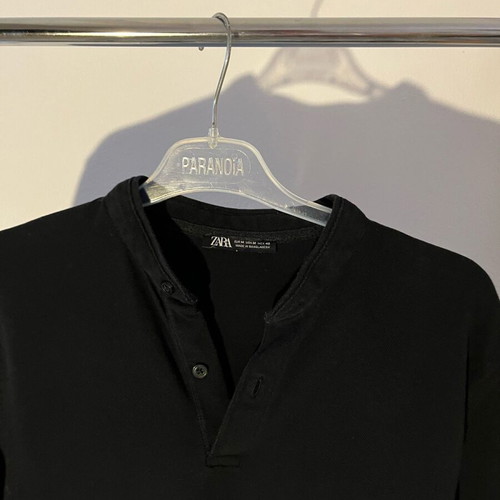 Zara men's T-shirt black polo without collar like new, size M