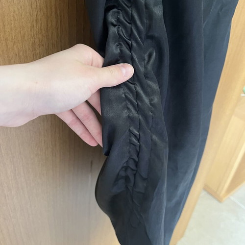 Black midi dress with ruches and adjustable cords like new, size S