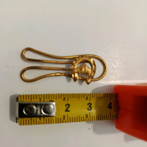 Vintage gold-plated tie clip 1960s with embossed horse used