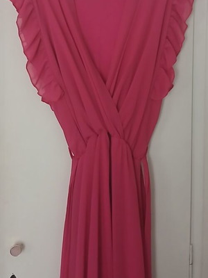 Pop Air romantic summer dress with ruffles, pink, size M
