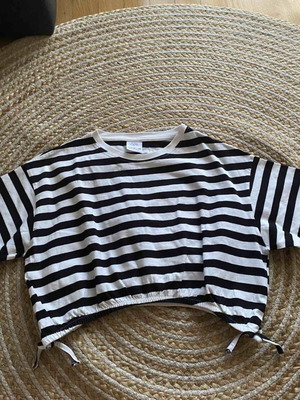 Zara striped crop short-sleeve blouse for girls, like new