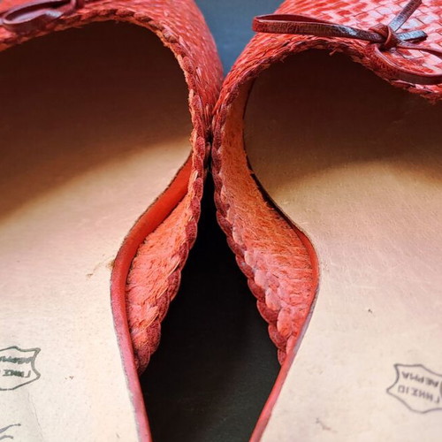 Boxer leather women's mules, red, size 41