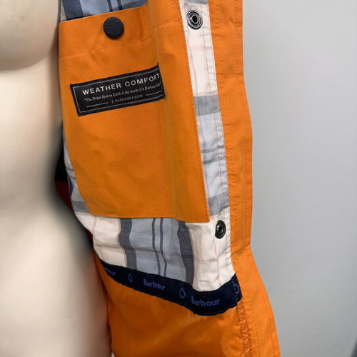 Barbour Women Hoody Jacket used, size 42, orange, waterproof