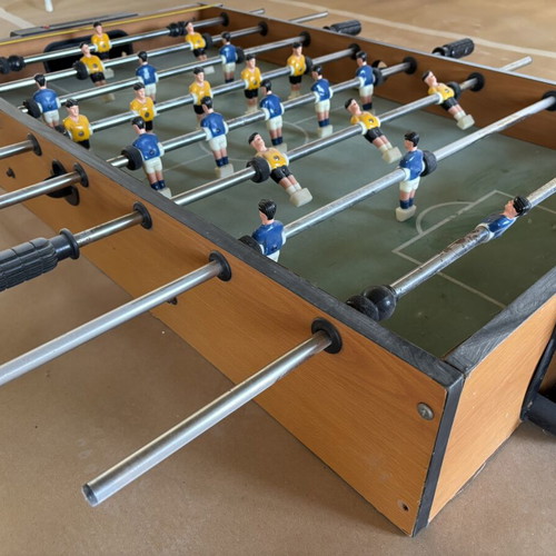 Wooden foosball table 106x60 cm, blue and yellow