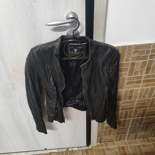 Grecopel leather women's jacket, medium, black