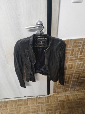 Grecopel leather women's jacket, medium, black