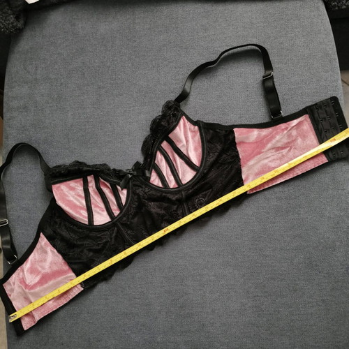 Bralette black pink velvet lace new size S 70-75-80 A-B