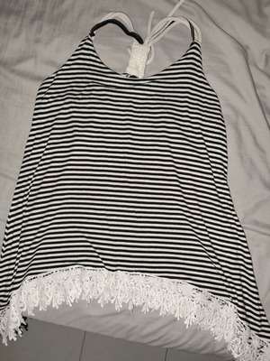 Summer blouse used L/XL with lace, black and white