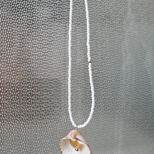 Shell jewelry with natural quince and white bead