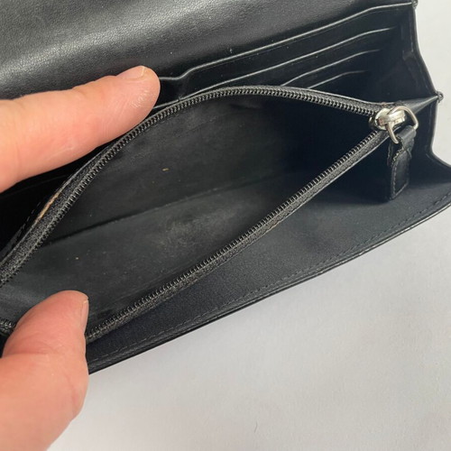 Dior black leather wallet used