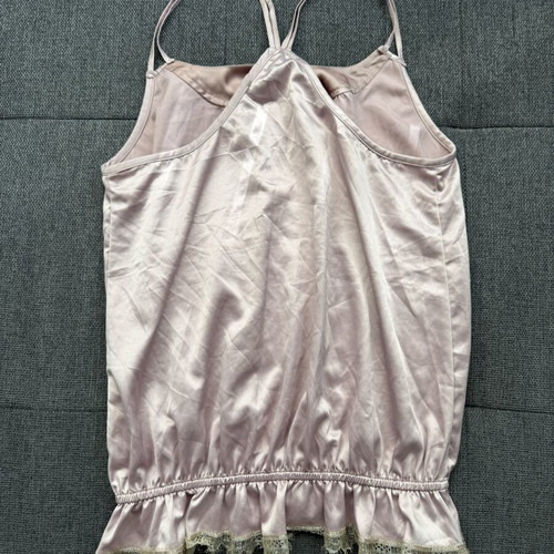 Liu Jo women's top with lace and stones, like new, size L, pink satin-like