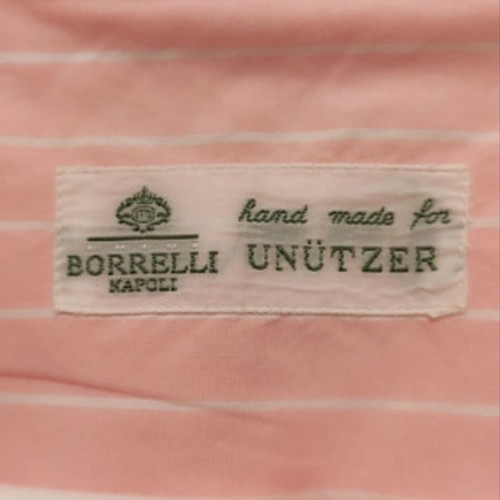 Luigi Borrelli Napoli x Unützer pink striped shirt handmade, size L