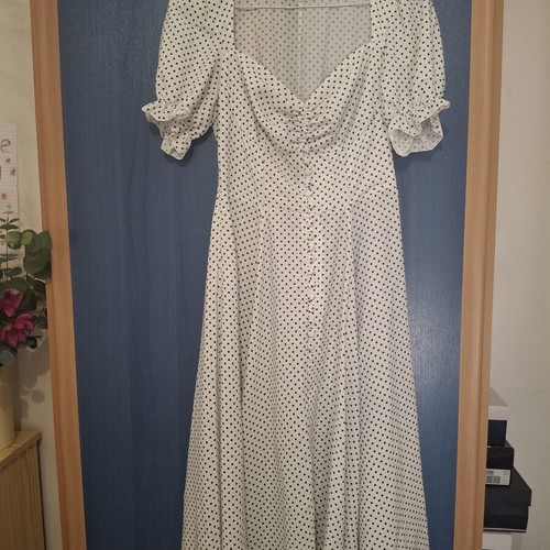 Polka Dot Midi Dress like new, black and white, size large