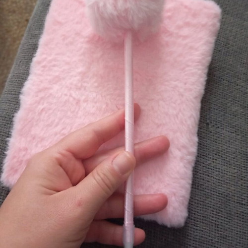 Tiger notebook pink fluffy with white pages and intact pen