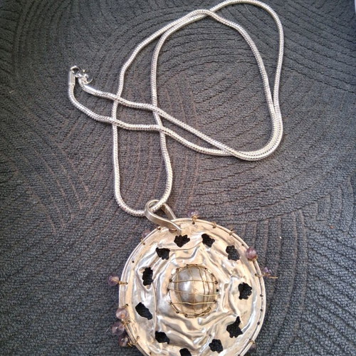 Silver handmade pendant necklace 80cm like new