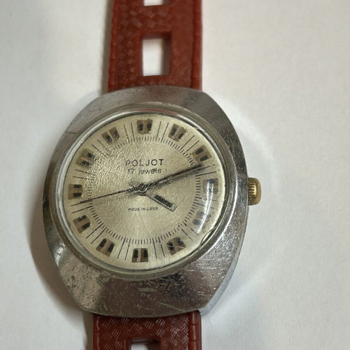 Poljot men's mechanical watch used, 17 jewels, silver