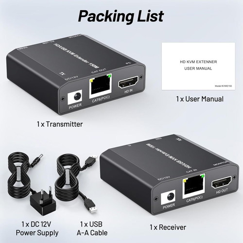 HDMI USB KVM Extender new, HDMI and USB extender up to 150m via CAT6/CAT5e