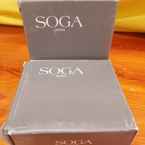 Vintage Soga Glass Japan Ashtrays M75W ESTA, new in box, set of 2