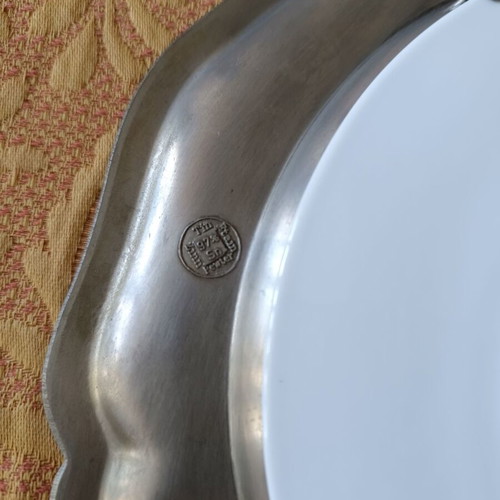 Limoges decorative plate like new with pewter frame