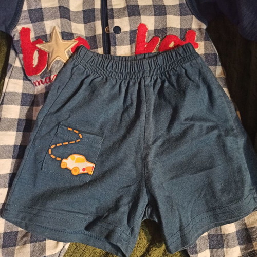 Marasil baby boy romper 3 months used with gift shorts 6 months