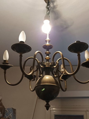 Set of used bronze ceiling lights with 6 and 3 bulbs