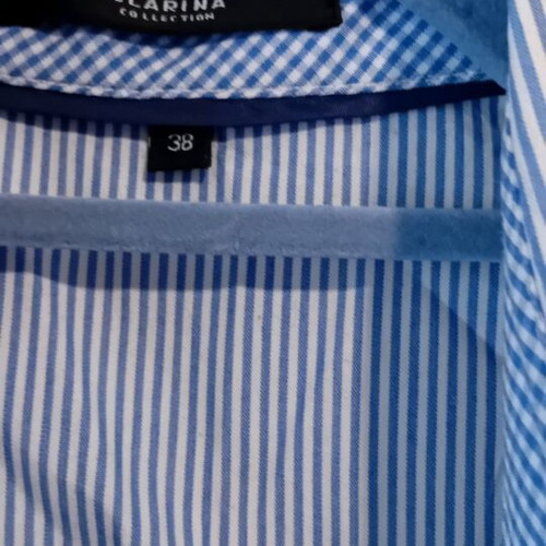 Women's striped blue shirt M like new with subtle rhinestone detail