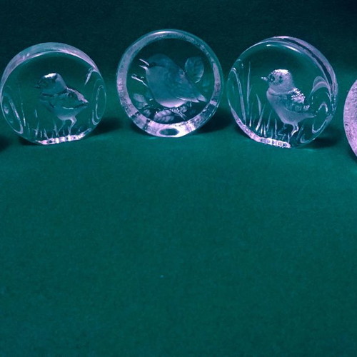 Kosta Boda Mats Jonasson paperweight collection 5 pcs full lead crystal Sweden new