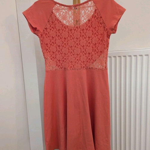 Aniston midi dress coral with lace, like new, size M