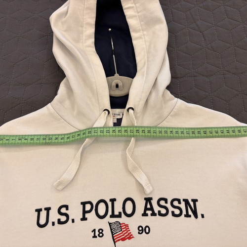 U.S. Polo Assn. men's hoodie used, white with blue lining