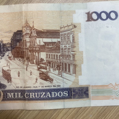 Brazil 1000 Cruzados banknote used, Machado de Assis 1987-1988