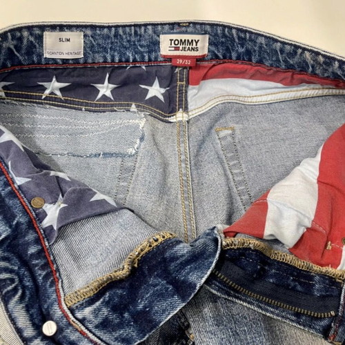 Tommy Jeans men's W29 blue faded with patches, like new