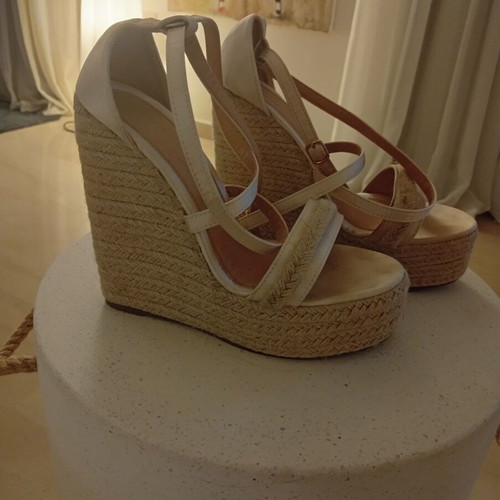 Espadrille wedges size 38 like new, beige summer platforms