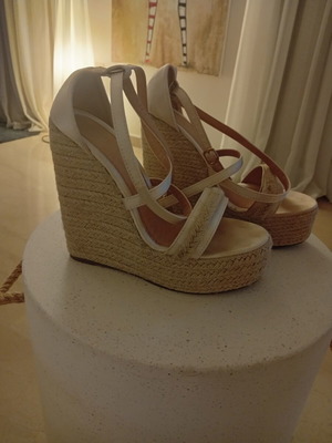 Espadrille wedges size 38 like new, beige summer platforms