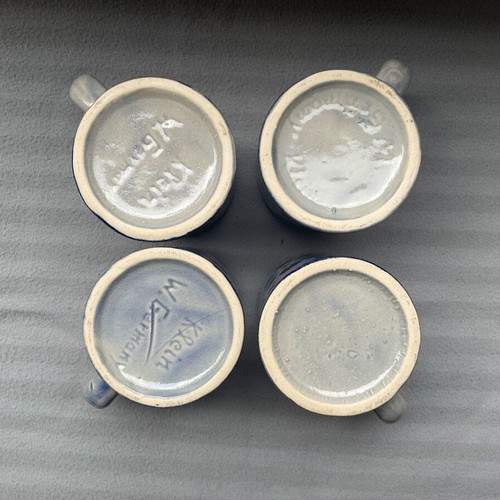 German ceramic mugs used, set of 4 from 1960-1970
