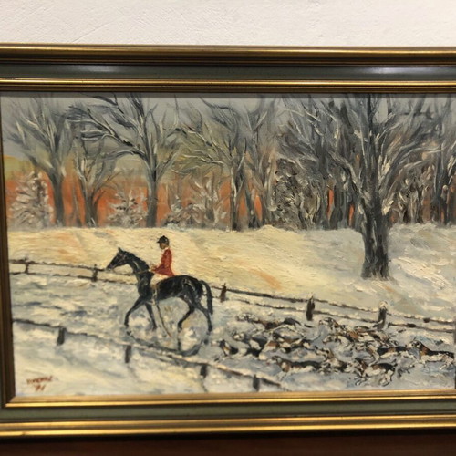 Vivienne oil painting 1971 "Horse Riding in Hude Park"