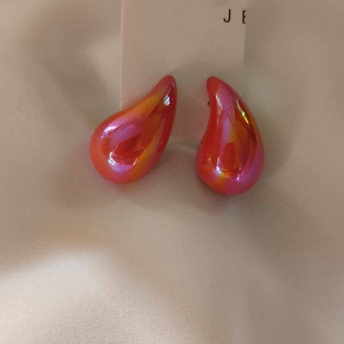 Teardrop earrings new iridescent orange-red-magenta-gold
