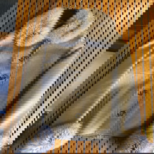 Δερμάτινο γυναικείο σακάκι Zeda Collection σαν καινούργιο, μπεζ, μέγεθος Μ