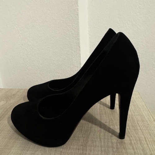 Ιταλικές γόβες Versace 19.69 suede leather σαν καινούργιες, μέγεθος 39, μαύρες