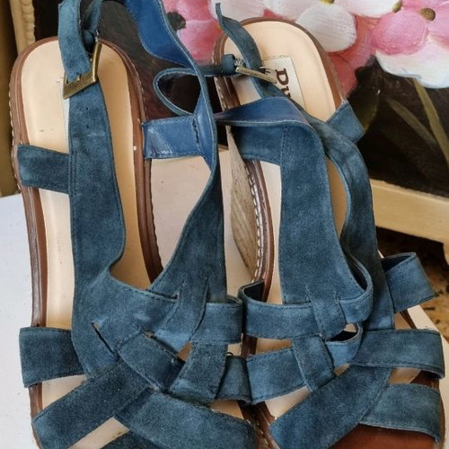 Dune suede platform sandals used, size 41, blue