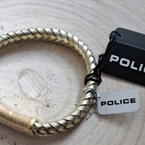 Police leather bracelet new, gold color, magnetic clasp