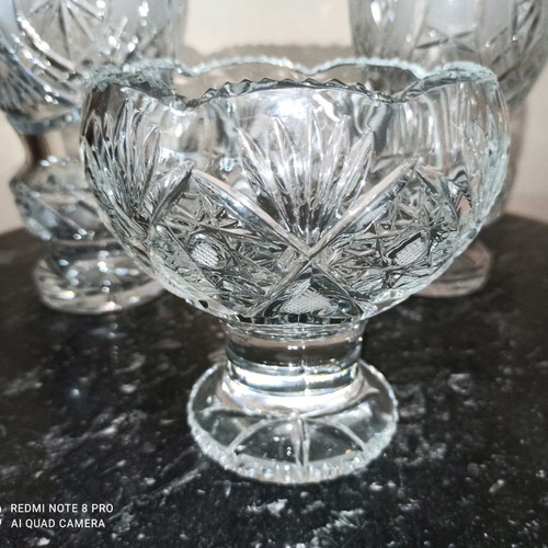 Crystal vases and fruit bowl like new, set of 3 pieces