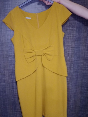 Γυναικείο κλασικό φόρεμα Gianni Rodini μουσταρδί, σαν καινούργιο, Νο 5