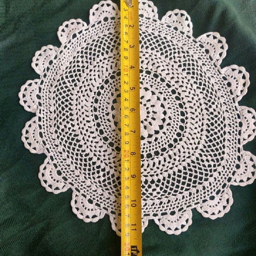 Round doily used, handmade