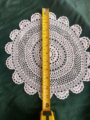 Round doily used, handmade