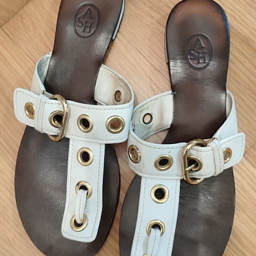 Ash Vintage Leather Slides size 39 like new, white and brown