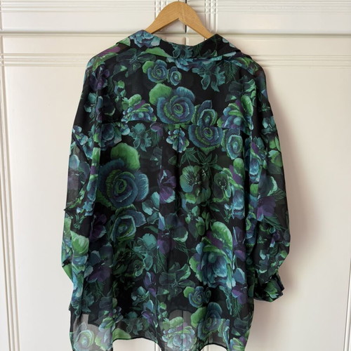 Vassia Kostara one size shirt, black and green floral