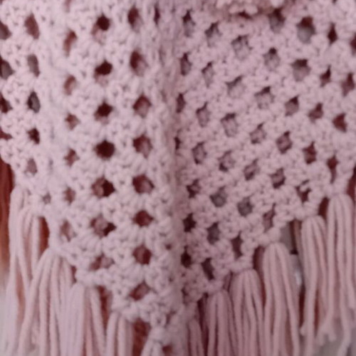 Handmade knitted boho poncho with fringes one size almost unworn