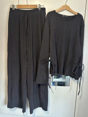 Zara set trousers size M and top size S new, black