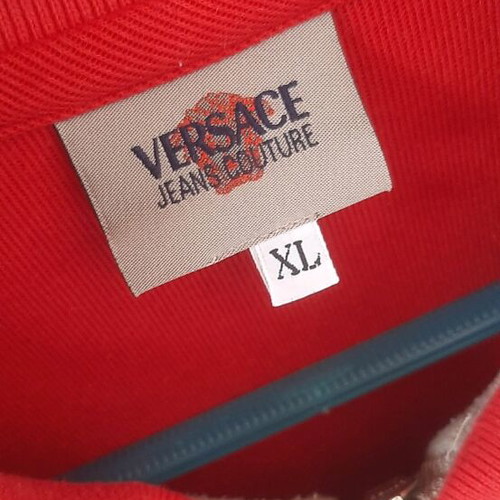 Ζακέτα Versace μεταχειρισμένη, vintage, γκρι και κόκκινη, μέγεθος XL