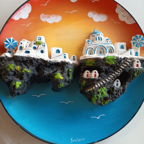 Ceramic decorative wall plate Santorini 32 cm like new